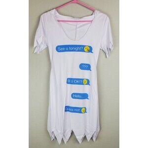 NWOT Costume Culture Women's Small Hooded Ghost Text Dress Halloween Costume